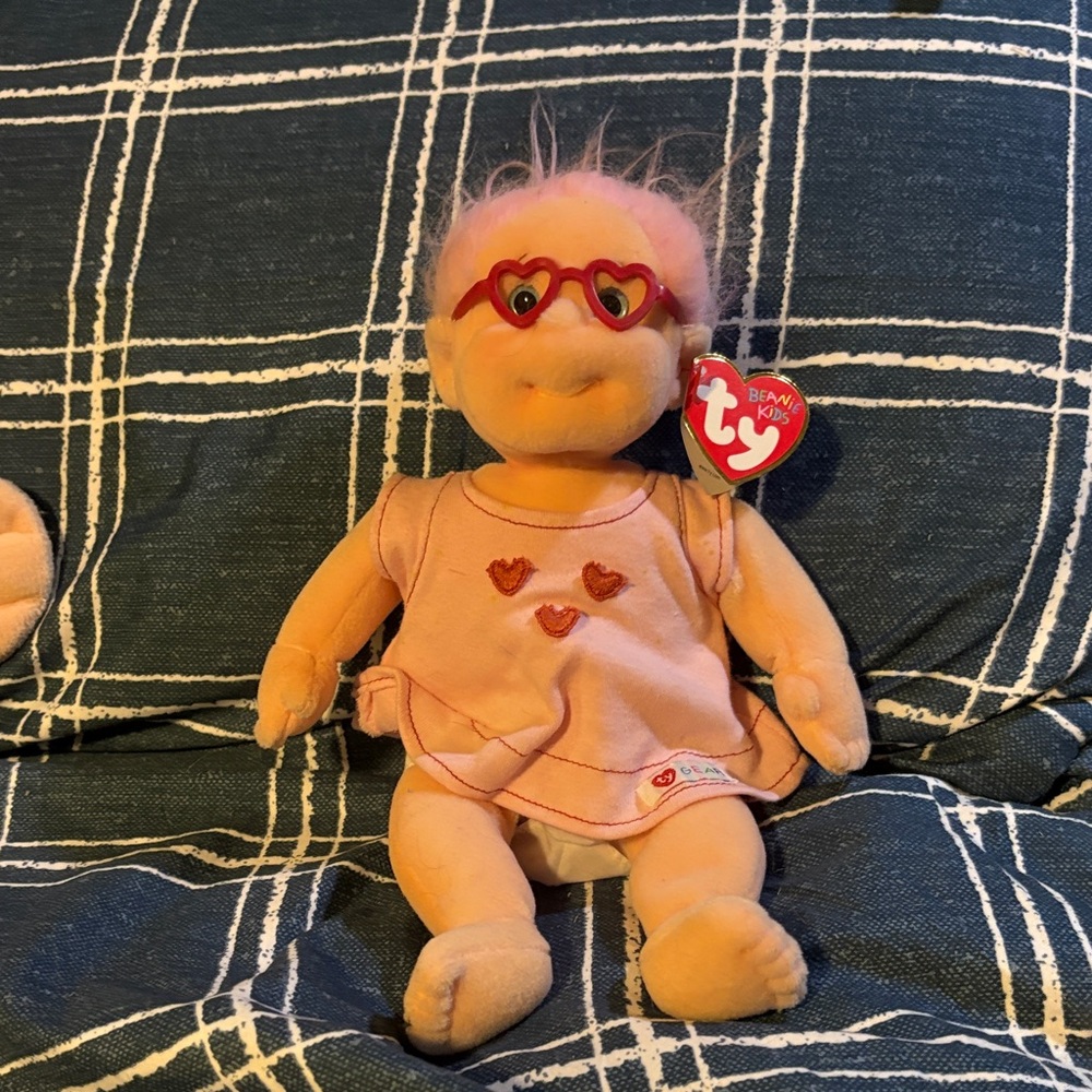 Ty Beanie Kids Doll with Pink Dress and Heart Glasses